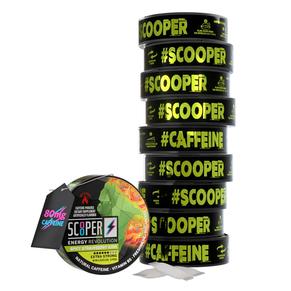 SCOOPER Energy Pouches Koffein 80mg Spicy Strawberry Kiwi Extra Strong