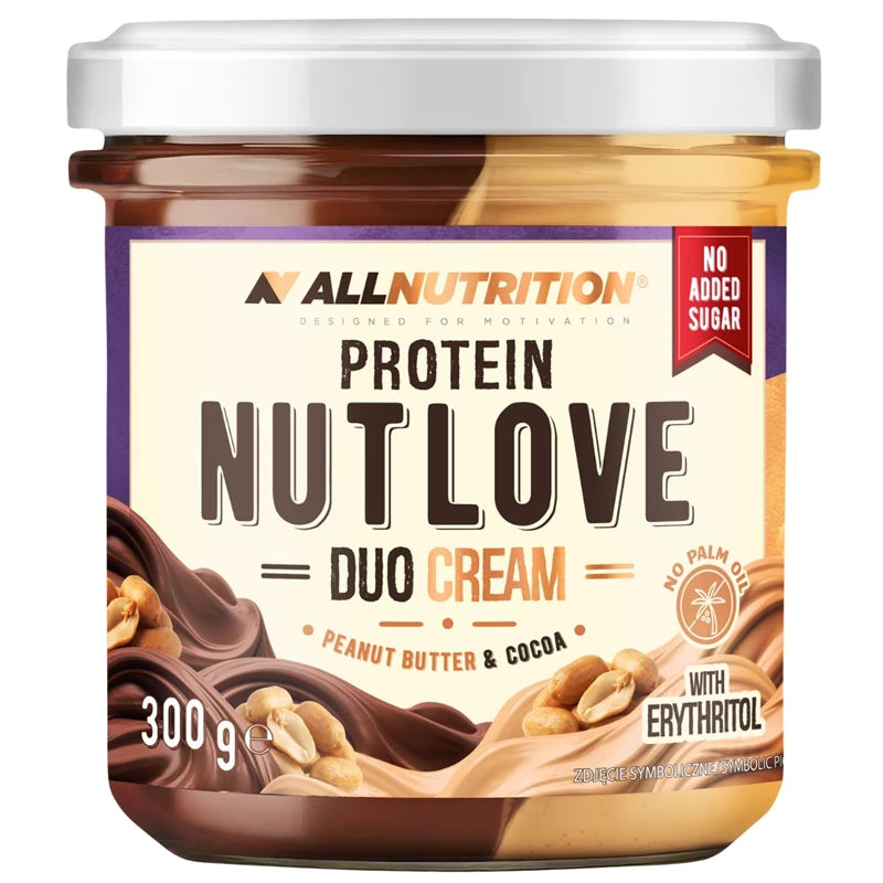 AllNutrition Protein Nutlove Duo Cream Aufstrich mit Erdnussbutter und Kakaogeschmack, 300 g, cremige Nusscreme für Brot und Snacks