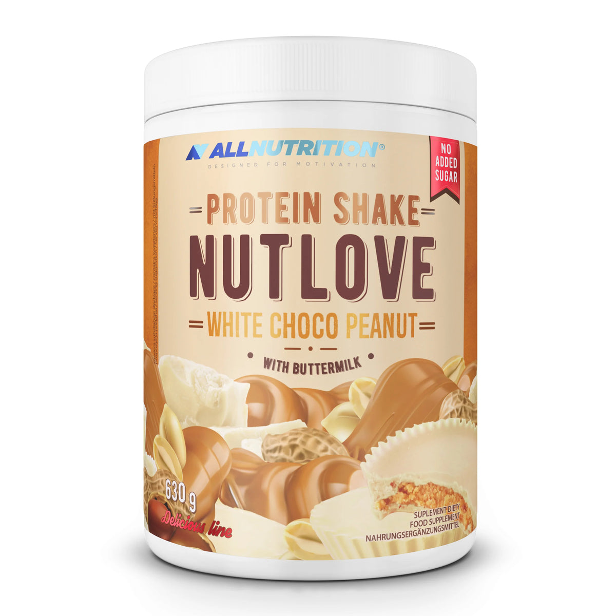 ALLNUTRITION NutLove Protein-Shake mit weißer Schokolade und Erdnüssen, 630 g, cremige Protein-Getränk in Flasche