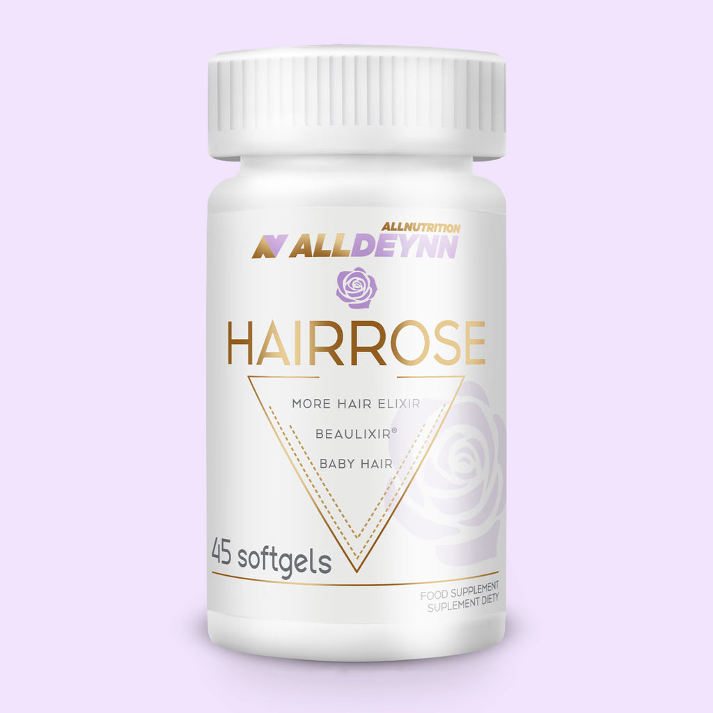 ALLNUTRITION ALLDEYNN HAIRROSE 45 Kapseln, Beauty- und Haarpflegeprodukt, in einer offenen Verpackung mit Kapseln sichtbar