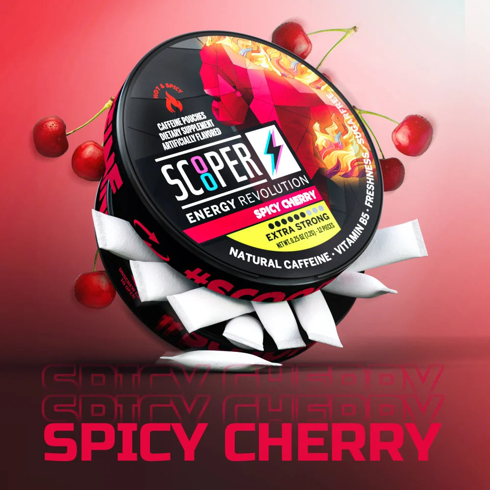 SCOOPER Energy Pouches Koffein 80mg Spicy Cherry Extra Strong