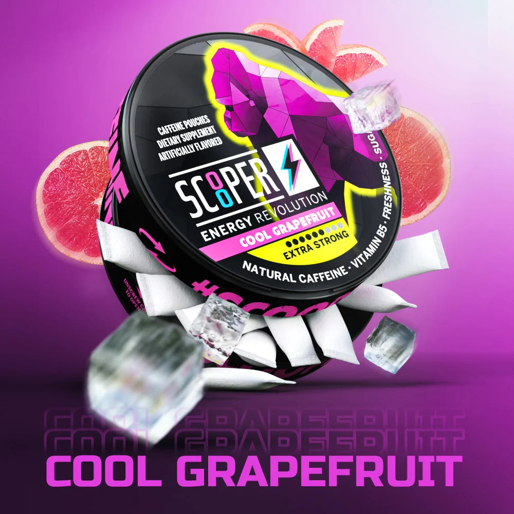 SCOOPER Energy Pouches Koffein 80mg Cool Grapefruit Extra Strong