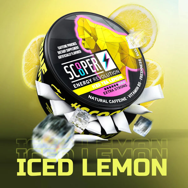 SCOOPER Energy Pouches Koffein 80mg Iced Tea Lemon Extra Strong