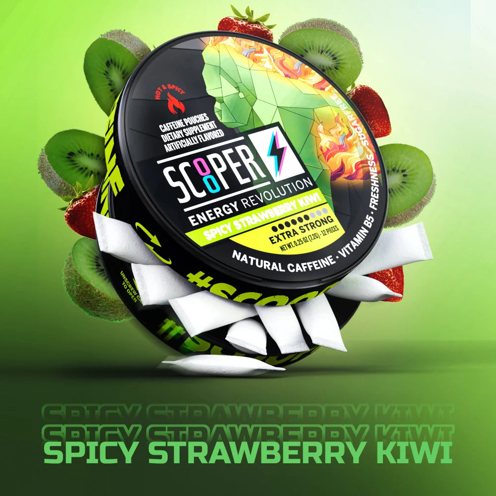 SCOOPER Energy Pouches Koffein 80mg Spicy Strawberry Kiwi Extra Strong