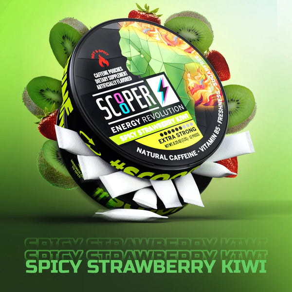 SCOOPER Energy Pouches Koffein 80mg Spicy Strawberry Kiwi Extra Strong