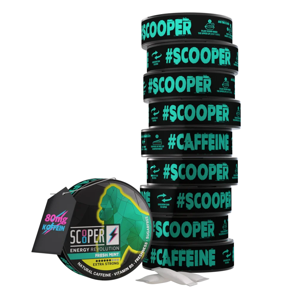 SCOOPER Energy Pouches Koffein 80mg Fresh Mint Extra Strong