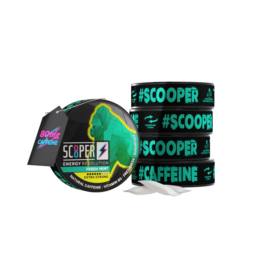 SCOOPER Energy Pouches Koffein 80mg Fresh Mint Extra Strong