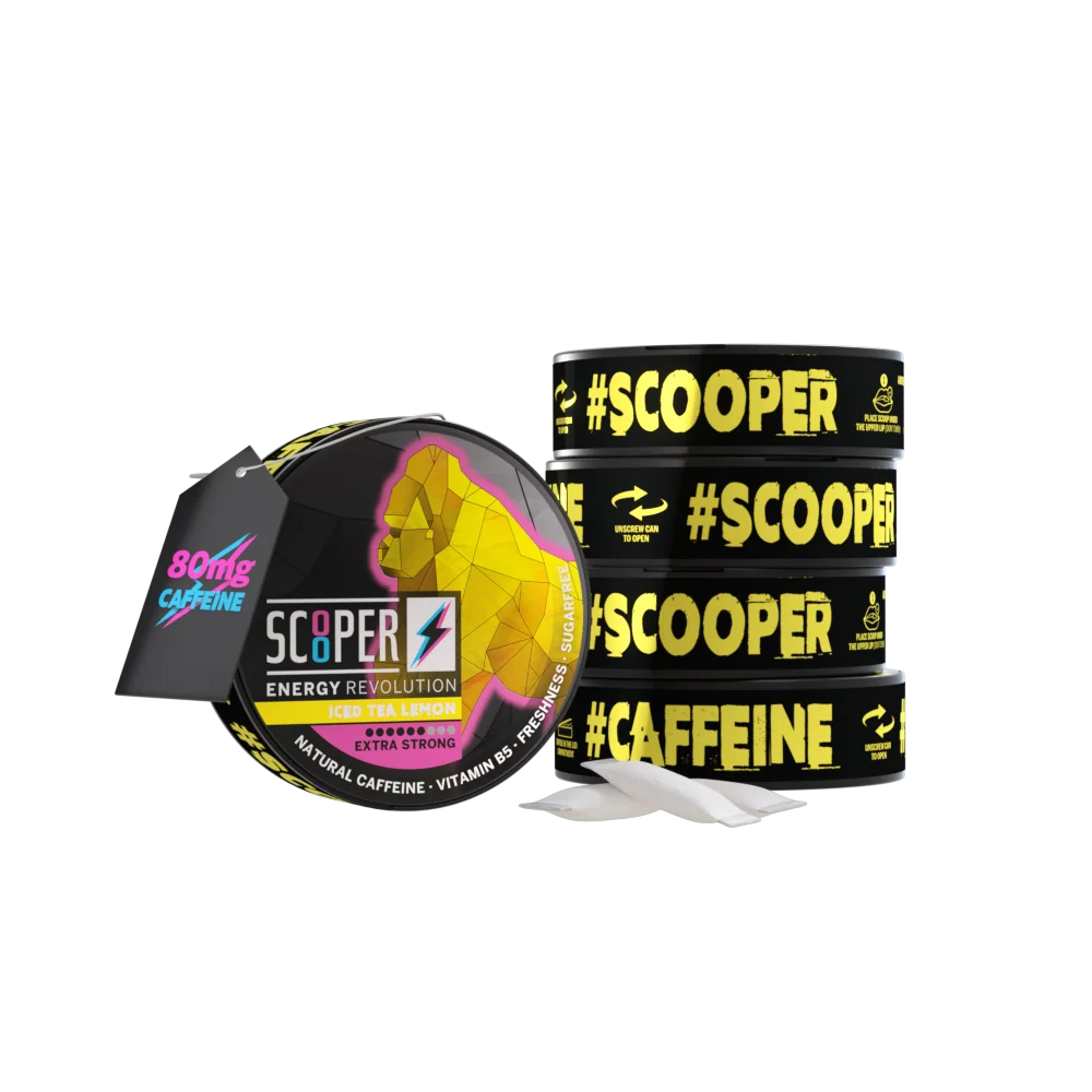 SCOOPER Energy Pouches Koffein 80mg Iced Tea Lemon Extra Strong