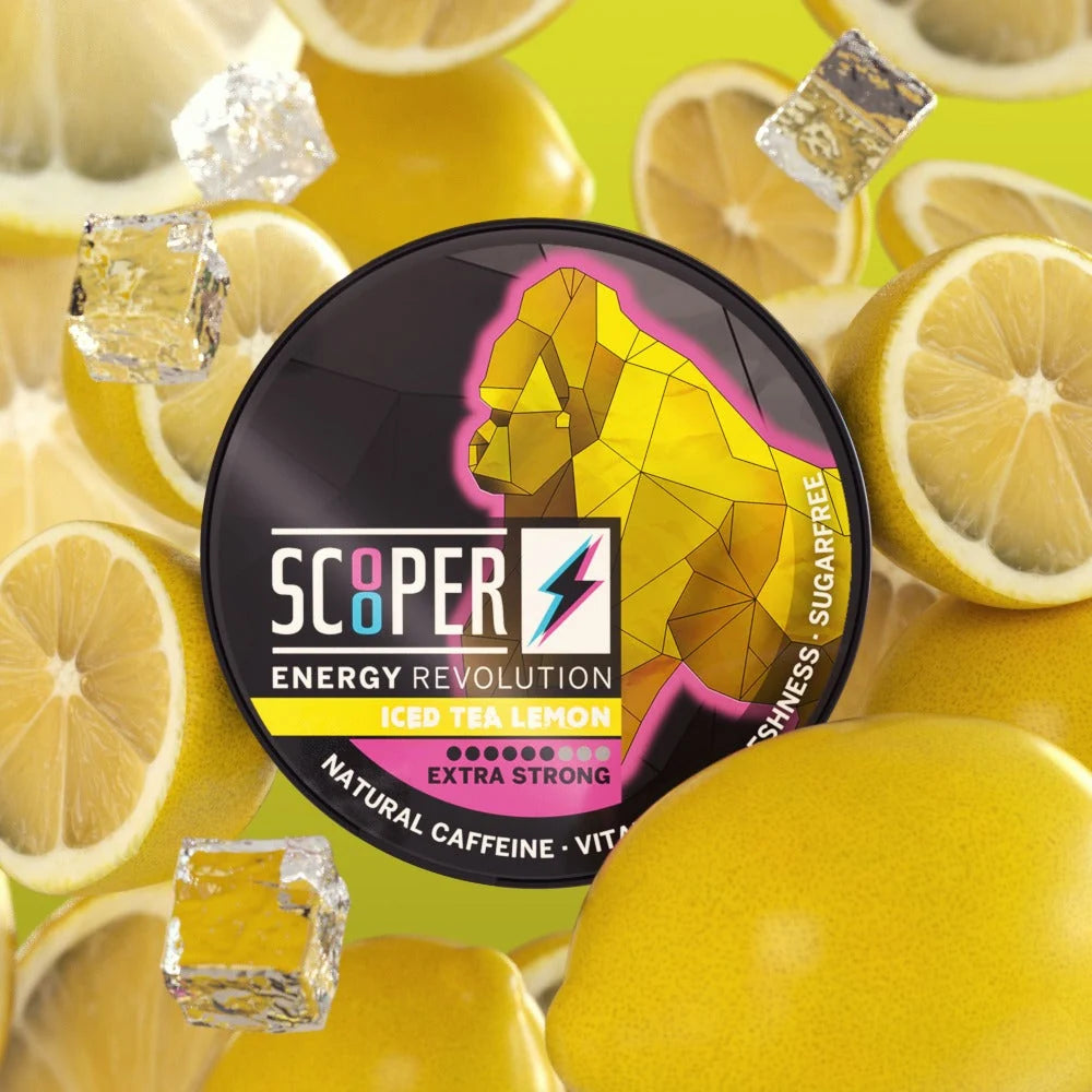 SCOOPER Energy Pouches Koffein 80mg Iced Tea Lemon Extra Strong