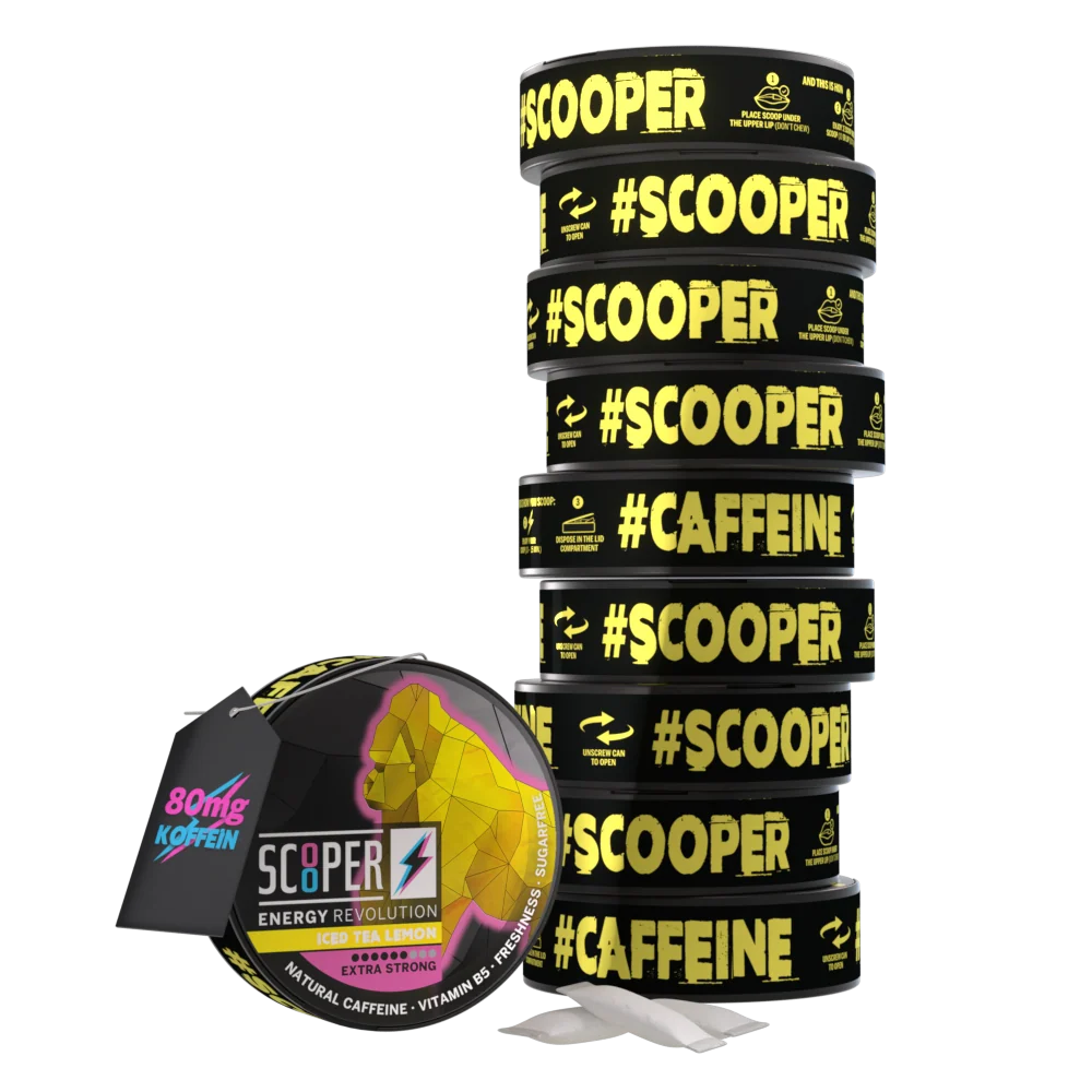 SCOOPER Energy Pouches Koffein 80mg Iced Tea Lemon Extra Strong