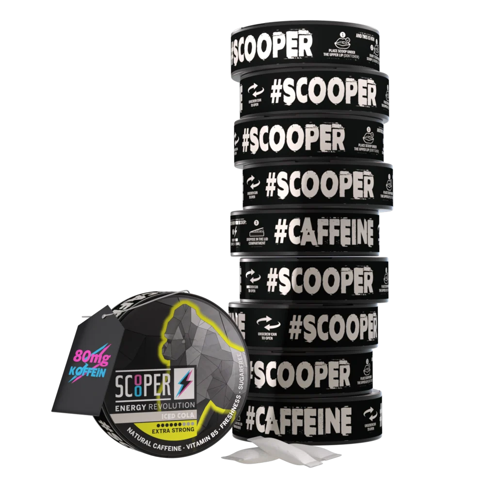 SCOOPER Energy Pouches Koffein 80mg Iced Cola Extra Strong