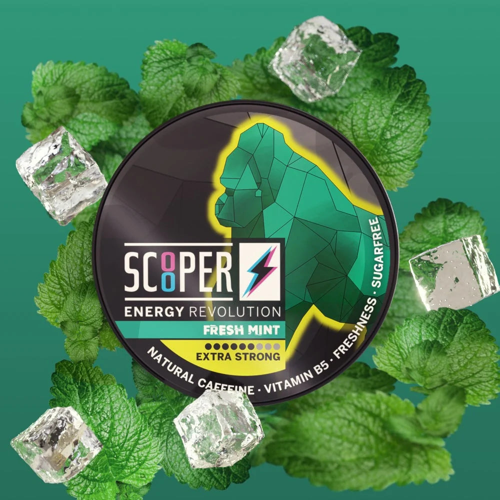 SCOOPER Energy Pouches Koffein 80mg Fresh Mint Extra Strong