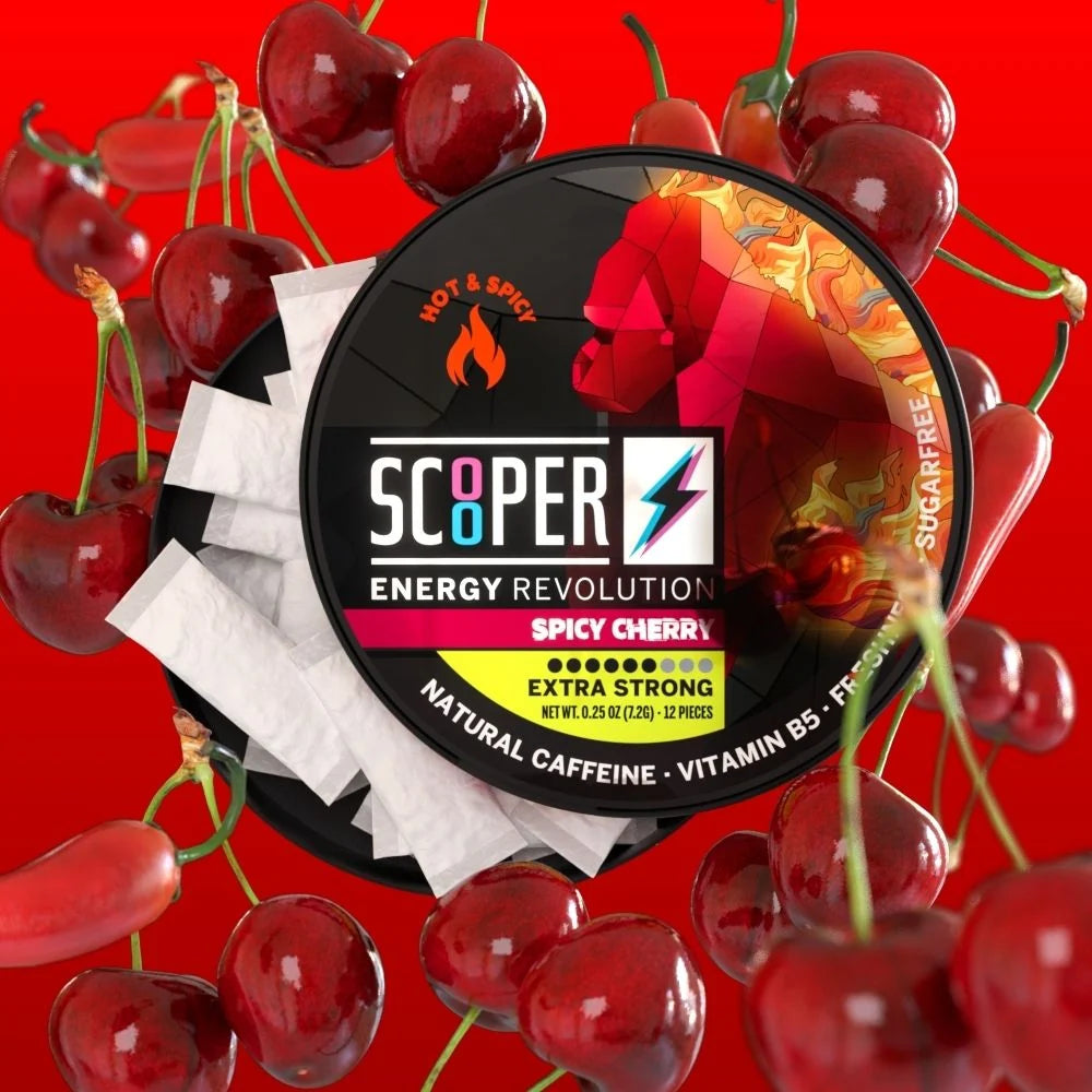 SCOOPER Energy Pouches Koffein 80mg Spicy Cherry Extra Strong