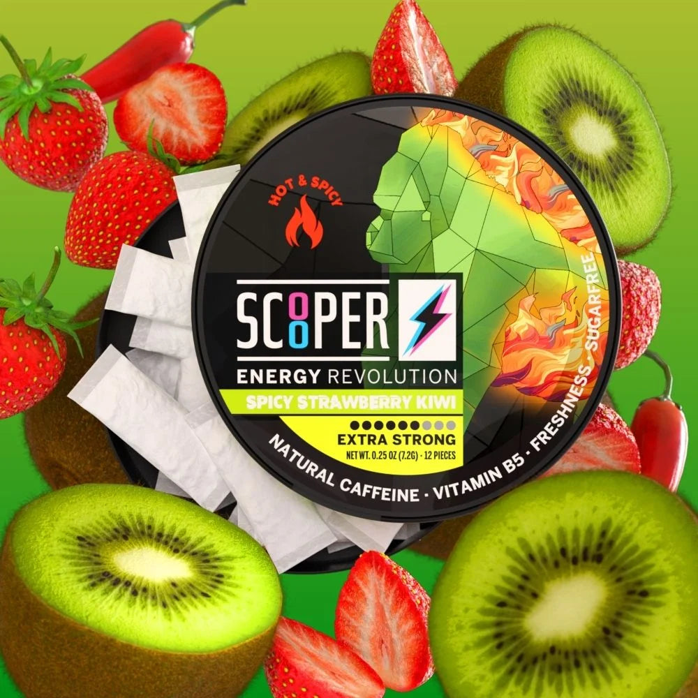 SCOOPER Energy Pouches Koffein 80mg Spicy Strawberry Kiwi Extra Strong