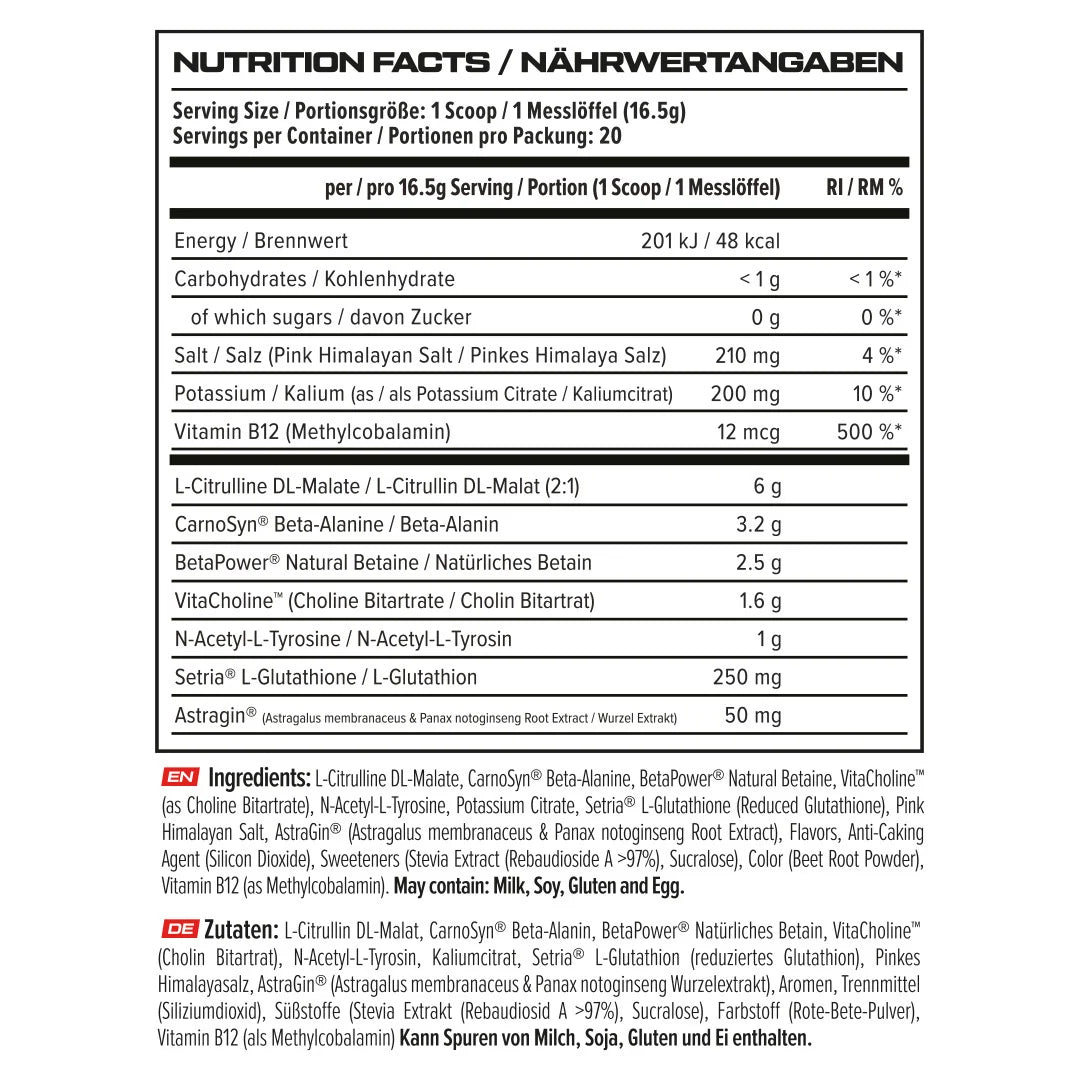 VAST V8 Nitro Pre-Workout – Koffeinfreier Pump &amp; Focus Booster