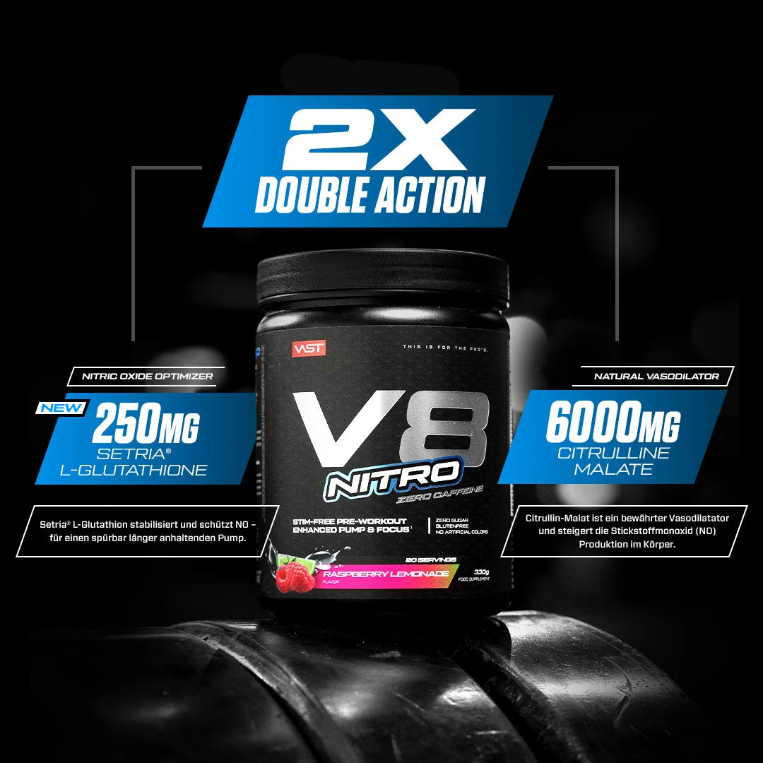 VAST V8 Nitro Pre-Workout – Koffeinfreier Pump &amp; Focus Booster