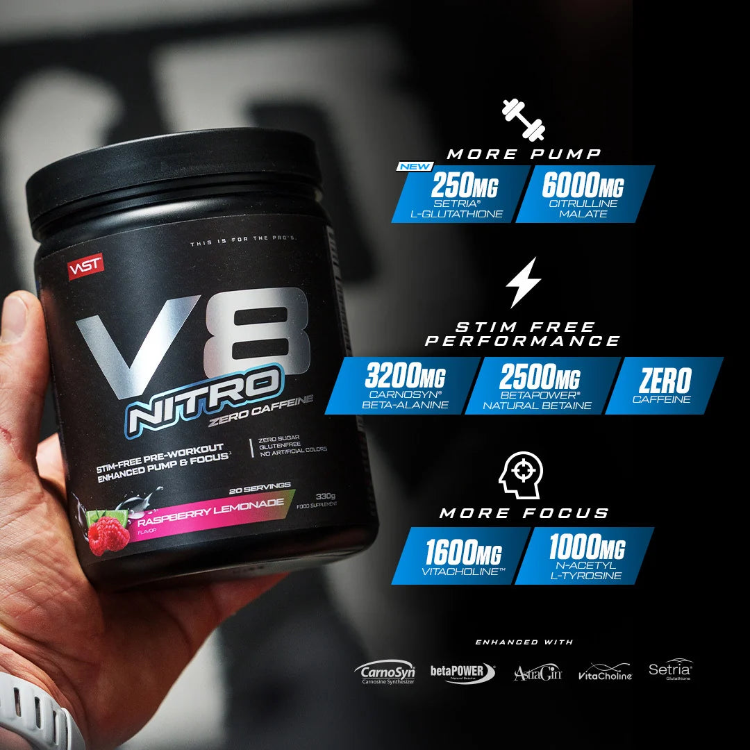 VAST V8 Nitro Pre-Workout – Koffeinfreier Pump &amp; Focus Booster