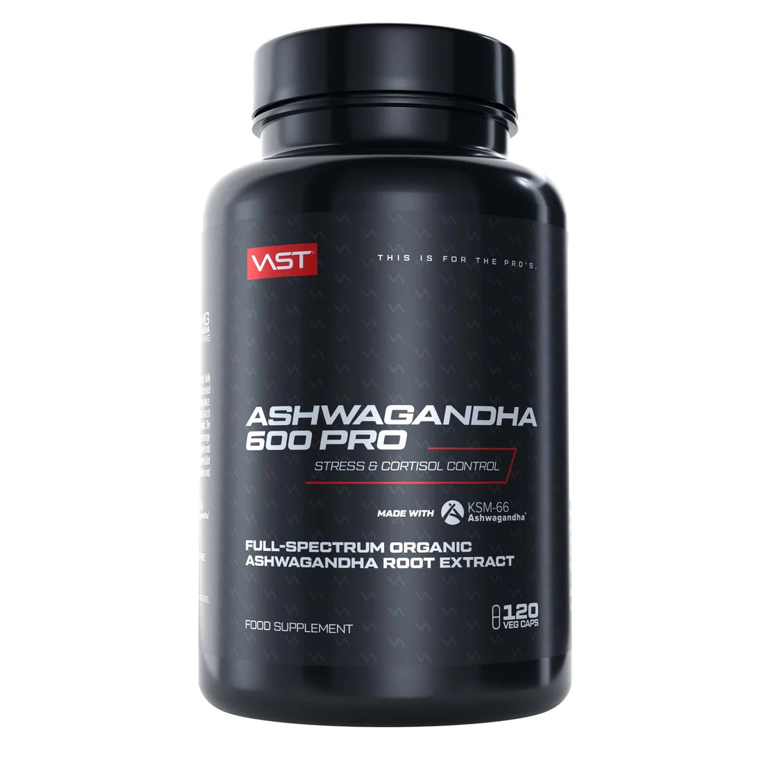 VAST Ashwagandha 600 PRO KSM-66® Schlaf & Erholung, 120 vegane Kapseln, Nahaufnahme der Verpackung