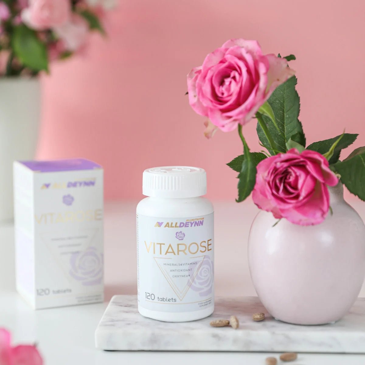 ALLNUTRITION ALLDEYNN VITAROSE Beauty & Hair Nahrungsergänzung, 120 Tabs, natürliche Pflege für Haut und Haare