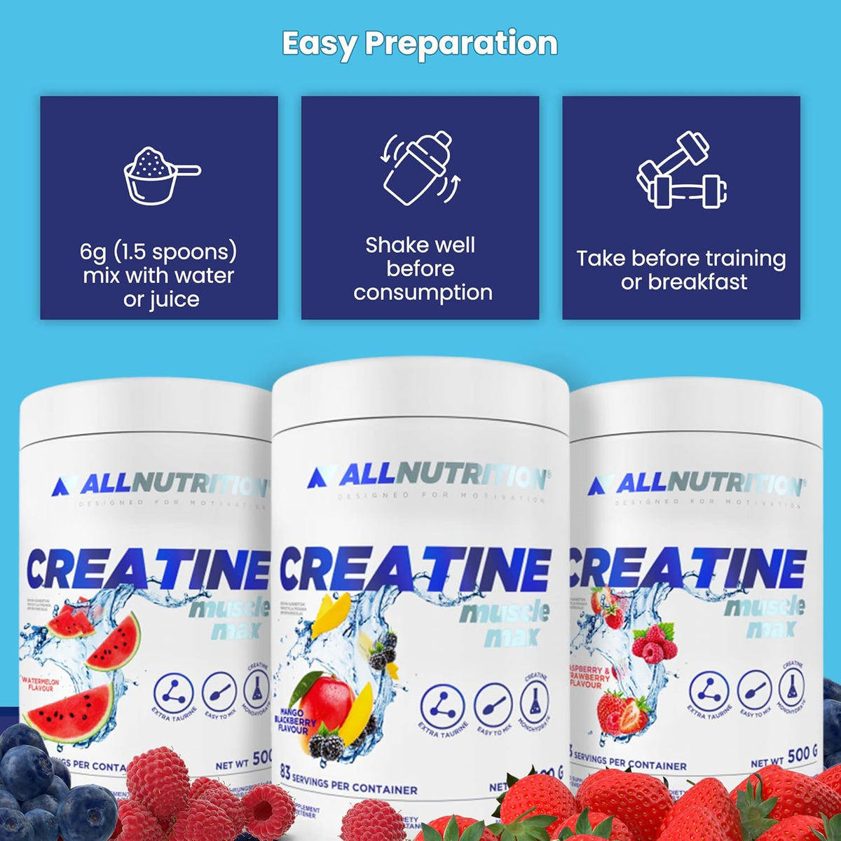 ALLNUTRITION Creatine Muscle Max 500 g in Orangeschale, Nahrungsergänzungsmittel für Muskelkraft und Leistung