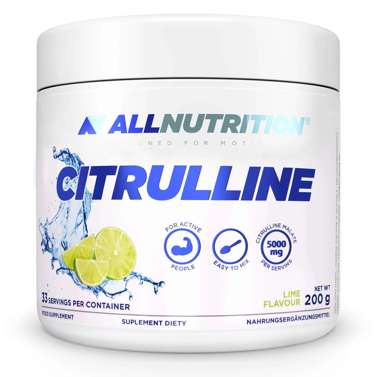 Allnutrition Citrullin Pulver in 200 g Dose, sportliches Nahrungsergänzungsmittel mit natürlicher Citrullin-Form