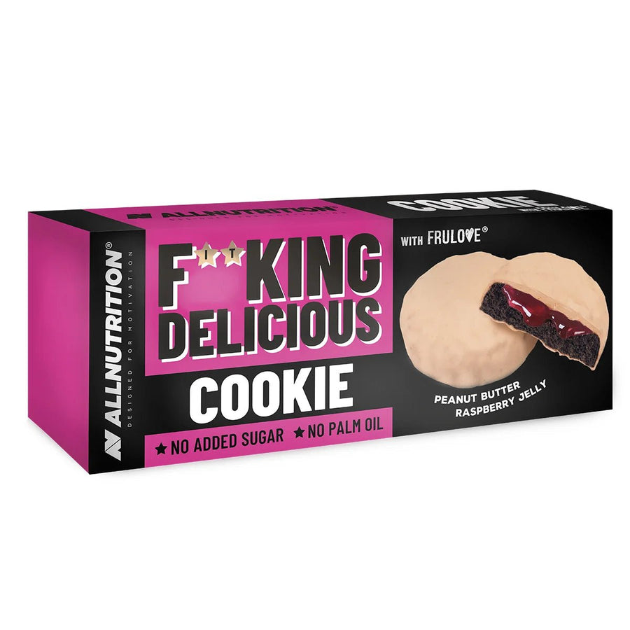 ALLNUTRITION Fitking Protein-Keks mit Erdnussbutter, Himbeermarmelade, 128g, frisch gebackene Kekse mit leckerer Füllung
