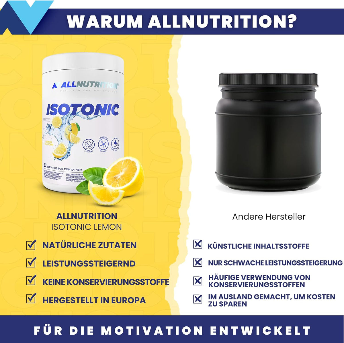 Allnutrition Isotonic Getränkepulver Lemon, 700 g, sportliches Isodrink-Pulver in Beutel, erfrischender Geschmack