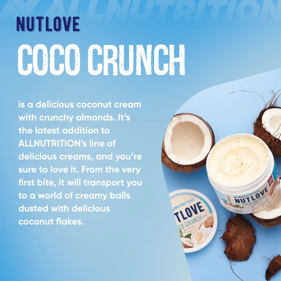 ALLNUTRITION NUTLOVE Coco Crunch Creme, 500 g, cremiger Aufstrich mit Kokosgeschmack, ideal für Brot und Snacks