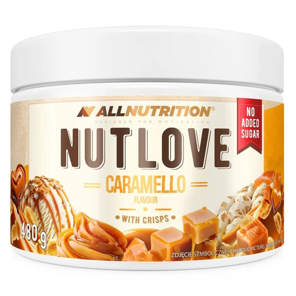 ALLNUTRITION NUTLOVE Caramello 480 g – Karamellcreme mit Reiscrispies