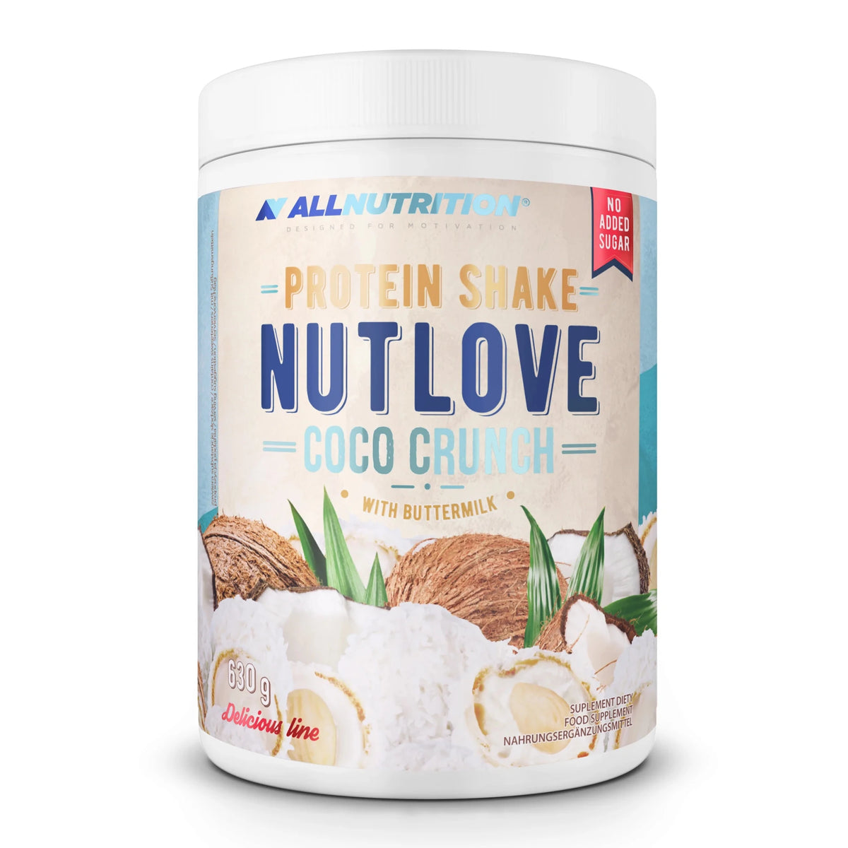 Allnutrition NutLove Protein Shake 630 g Coco Crunch in einer Flasche mit Schokoladen-Crunch-Geschmack