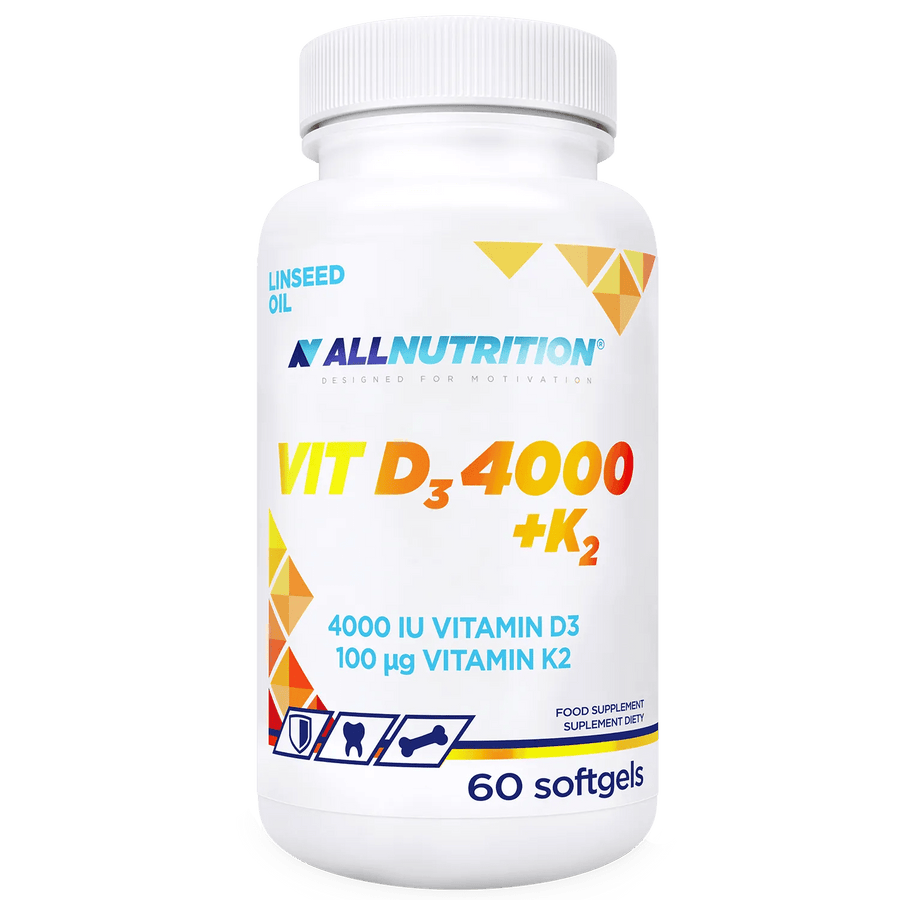 Allnutrition Vitamin D3 4000+K2 Kapseln, Vitamin- und Mineralstoffpräparat mit 60 Kapseln, für gesunde Knochen und Immunsystem