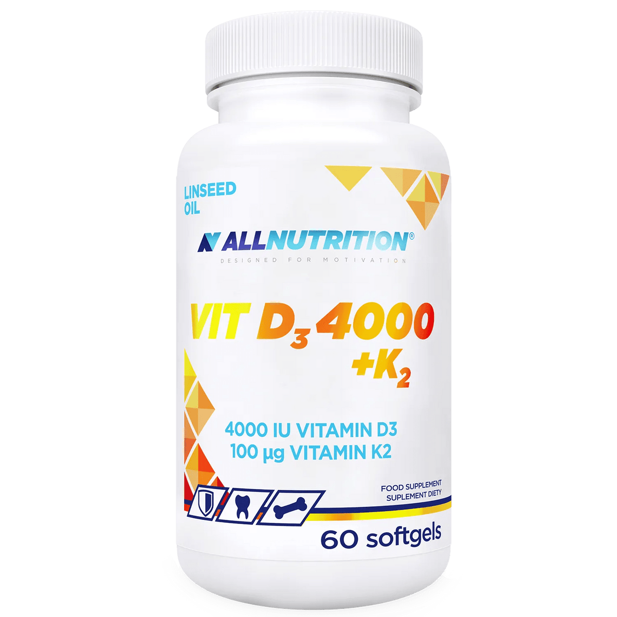 ALLNUTRITION Vitamin D3 4000 + K2 Kapseln, Vitamin- und Mineralstoffpräparat, für gesunde Knochen und Immunsystem