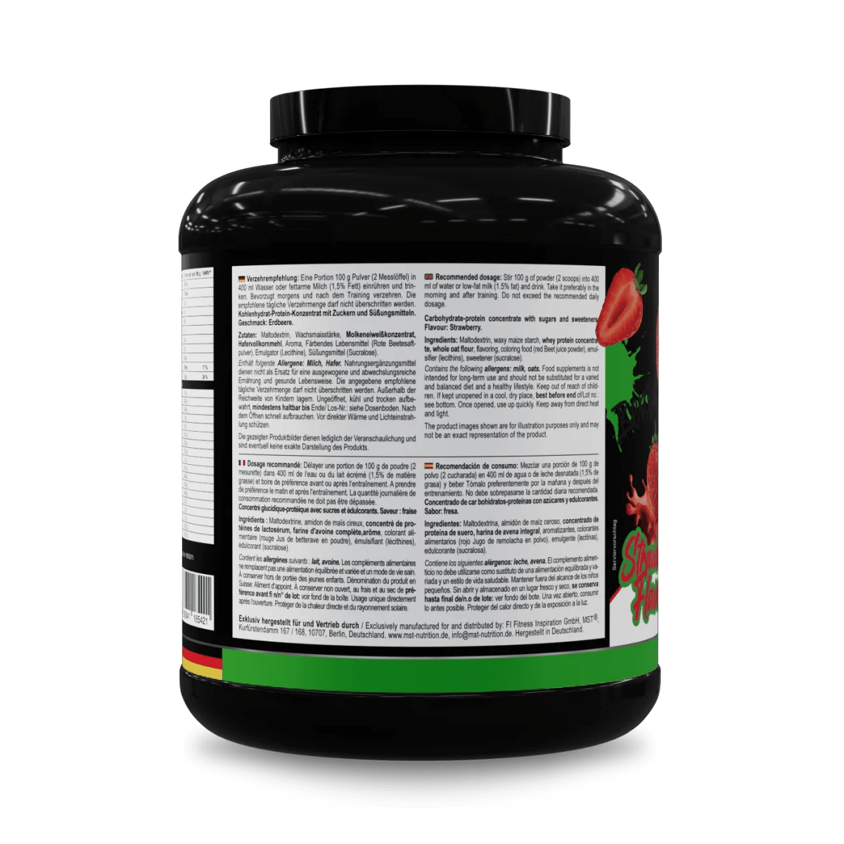 MST Best Mass Gainer 3 kg in Erdbeergeschmack, Protein- und Kohlenhydratreiche Nahrungsergänzung für Muskelaufbau