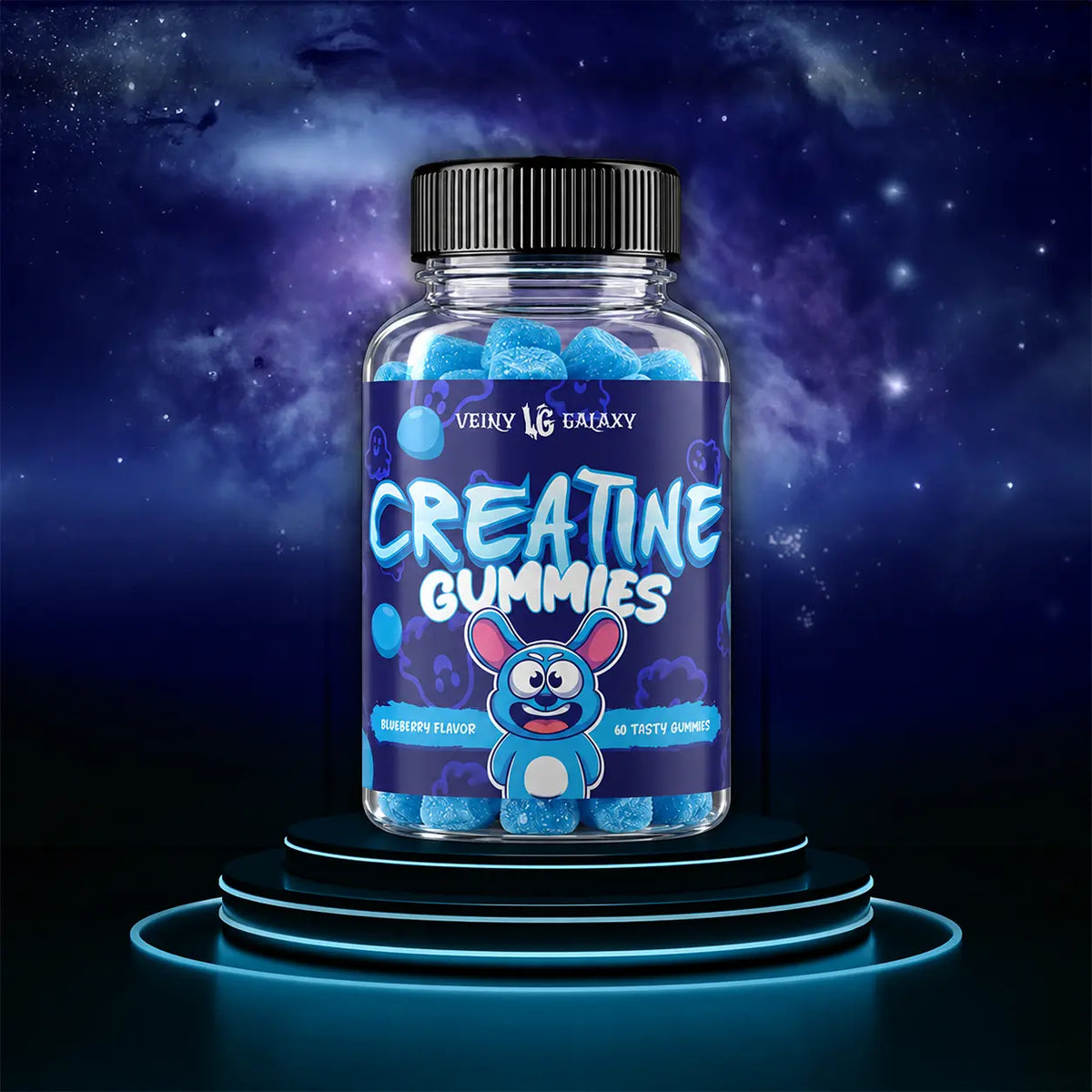 Veiny Galaxy Kreatin Gummibärchen – 60 Gummies Blueberry Kreatinmonohydrat 4.500 mg