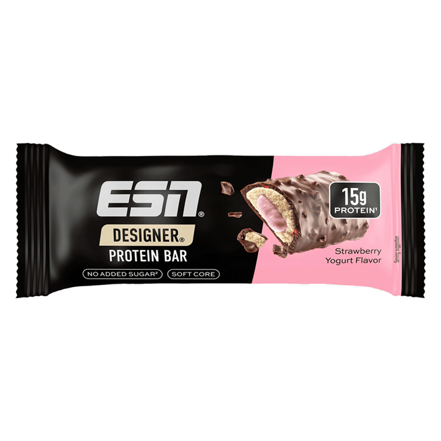 ESN Designer Bar Proteinriegel, nährstoffreicher Riegel mit Schokolade und Nüssen, ideal für den Muskelaufbau und die Erholung.