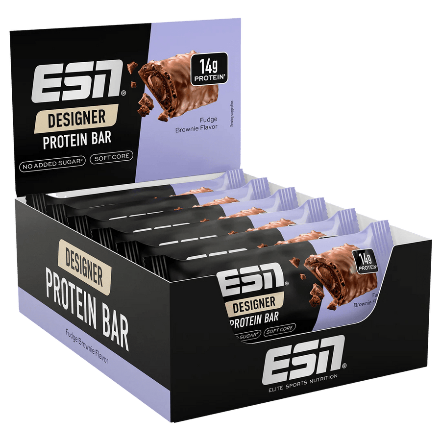 ESN Designer Bar Proteinriegel Fudge Brownie mit Schokoladengeschmack, ideal für Fitness und proteinreiche Ernährung