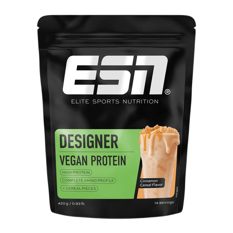 Veganes Proteinpulver ESN Designer Vegan Protein 2.0 mit Zimt-Cereal-Geschmack, 420g Beutel, cremige Konsistenz, hochwertiges Whey-Protein