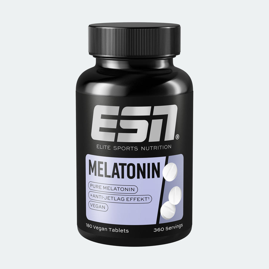 ESN Melatonin Schlaf- und Erholungspräparat, Tabletten zur Unterstützung des gesunden Schlafs, Nahaufnahme der Verpackung