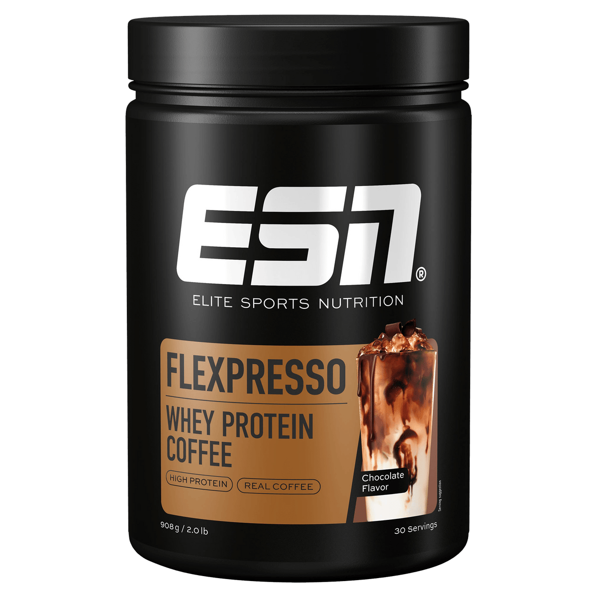 ESN Flexpresso Protein Coffee mit Karamellgeschmack, cremiger Kaffee mit Protein für Energiekick und Geschmackserlebnis.