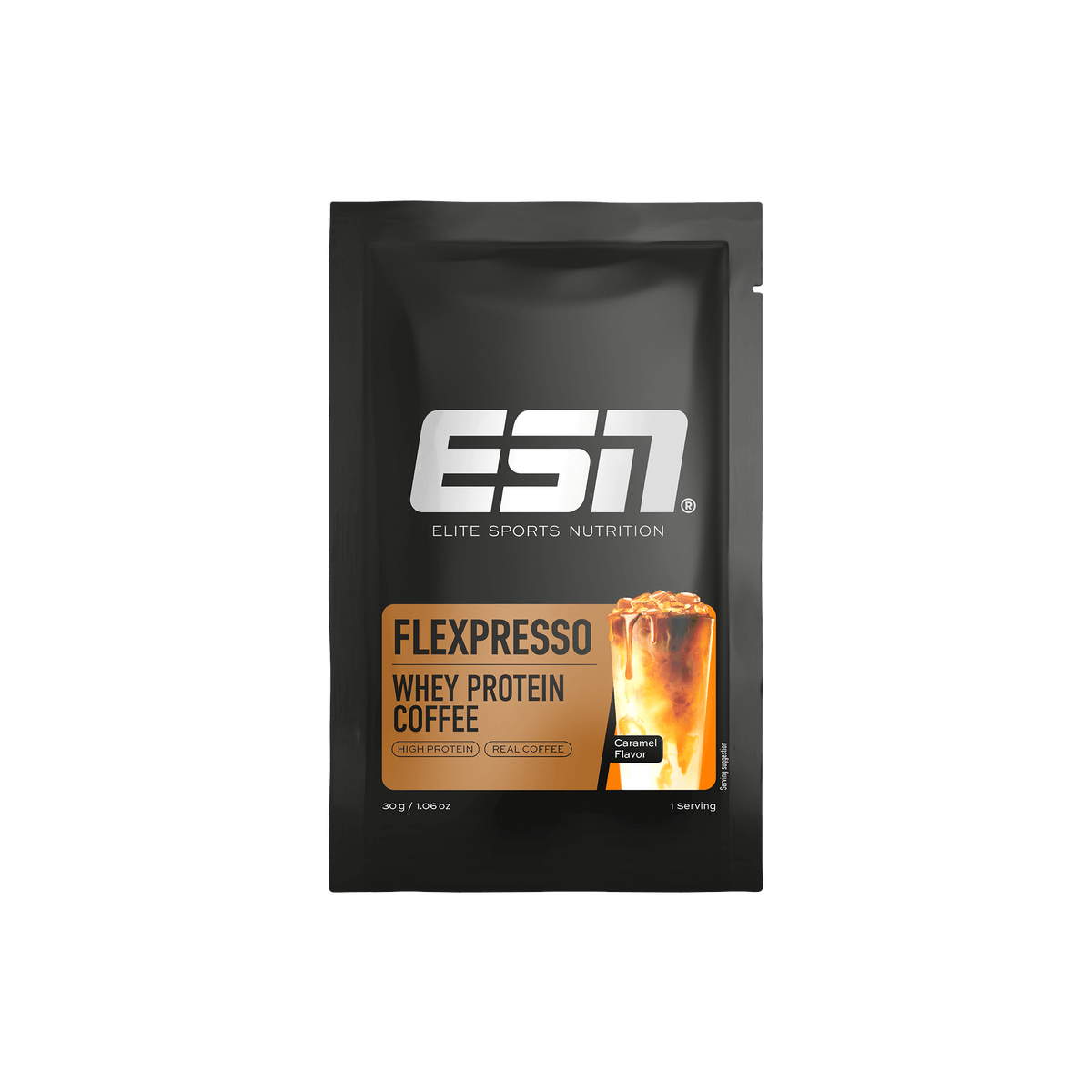 ESN Flexpresso Protein Coffee Probe, cremiger Protein-Kaffee mit flexiblem Kaffee-Probenehmer, ideal für Fitness und Genuss.