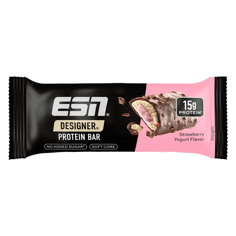 ESN Designer Bar Proteinriegel mit Erdbeer-Joghurt-Geschmack, Riegel aus hochwertigem Protein, ideal für Fitness und Ernährung