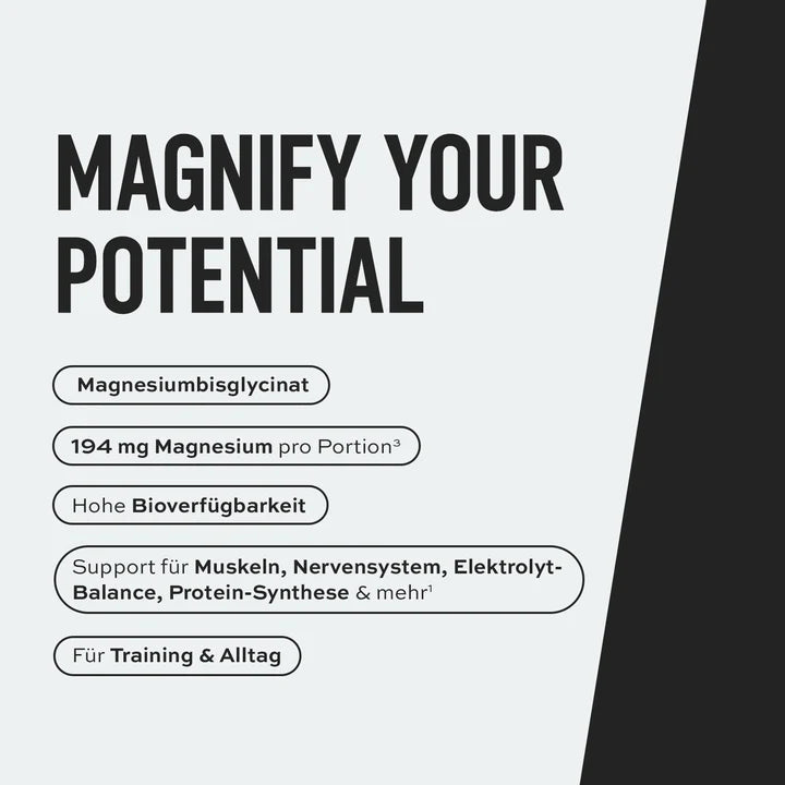 ESN Magnesium Bisglycinate Kapseln für Schlaf und Erholung, Nahaufnahme der weißen Kapseln in einer Packung