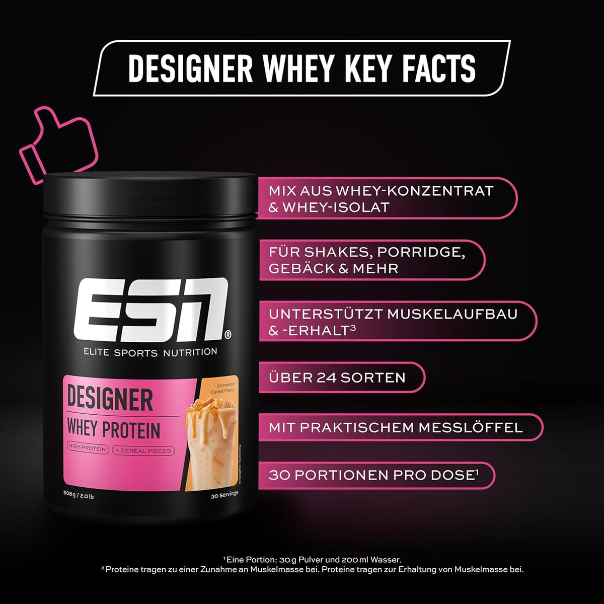 ESN Designer Whey Protein in Dose mit Stracciatella-Geschmack, 908 g, cremiger Proteinshake in Dose