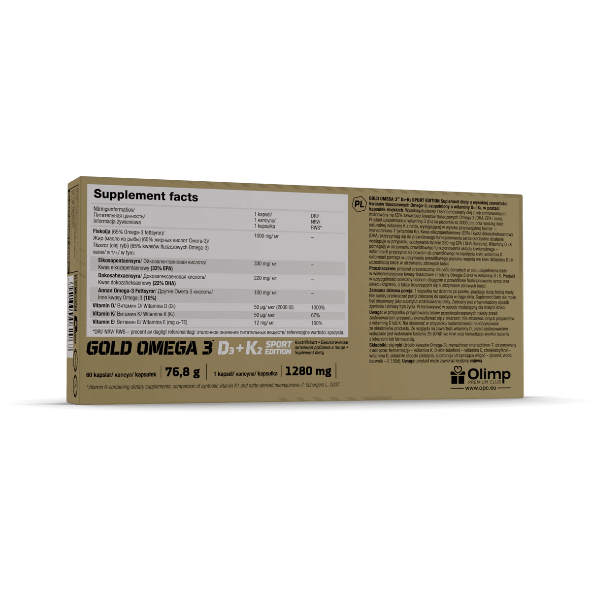 Olimp Gold Omega 3™ D3+K2 Sport Edition – 60 Kapseln