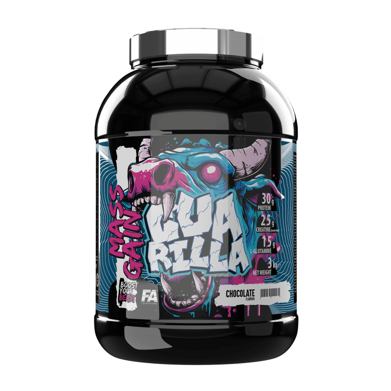 Fitness Authority Guarilla Mass Gainer 3 kg Erdbeere, proteinreicher Muskelaufbau-Shake in Pulverform