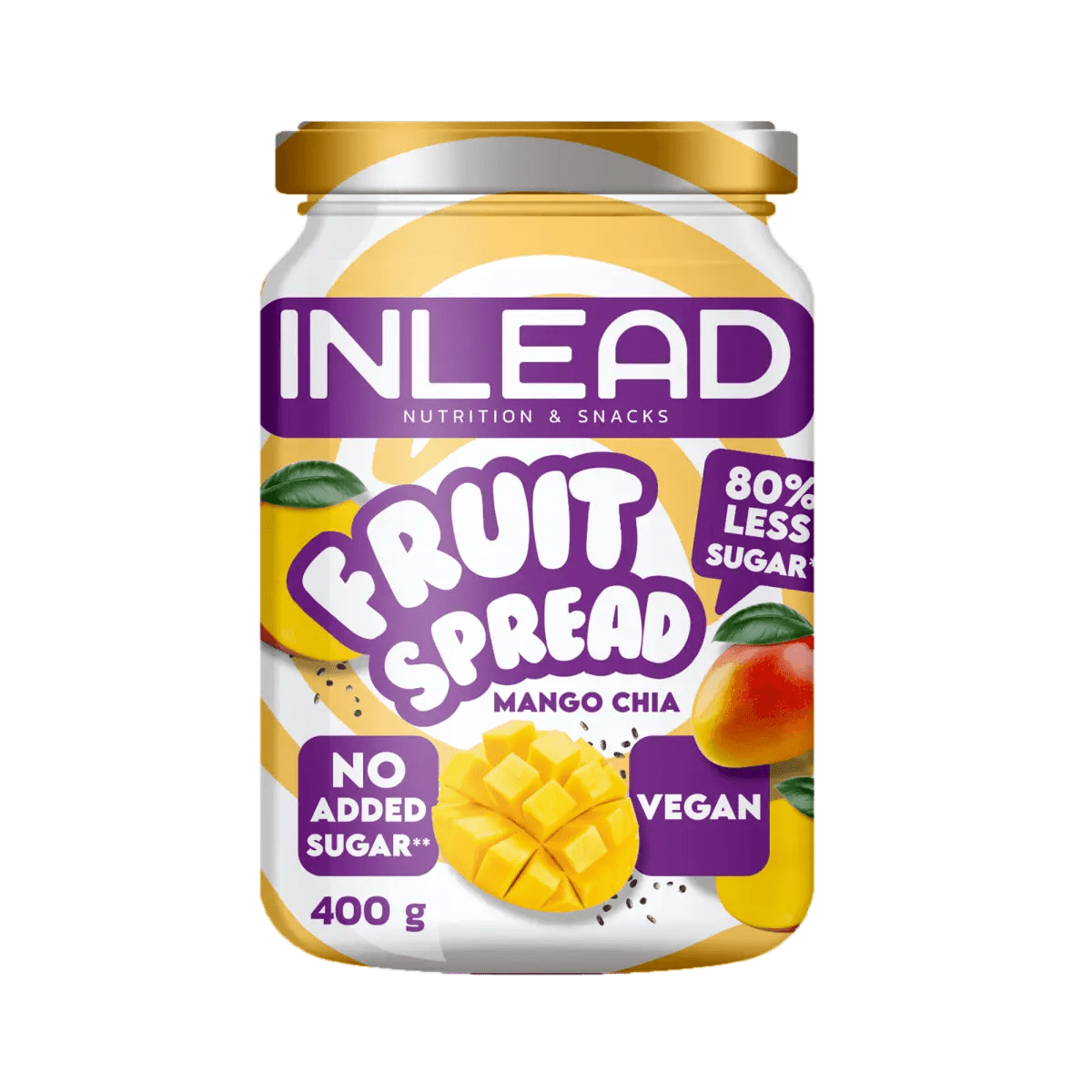 Inlead Fruchtaufstrich Pfirsich, 400 g, cremiger Aufstrich aus frischen Pfirsichen, ideal für Brot und Gebäck