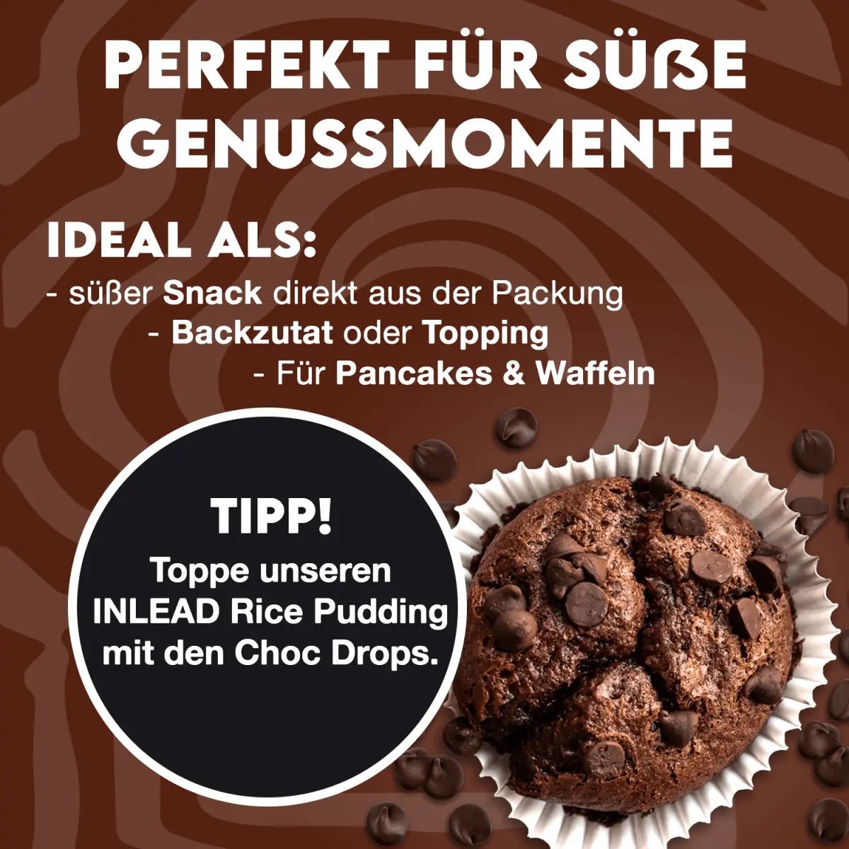 Inlead Choc Drops in dunkler Schokolade, 150 g, mit köstlichen Schokoladenstücken für Naschereien und Snacks