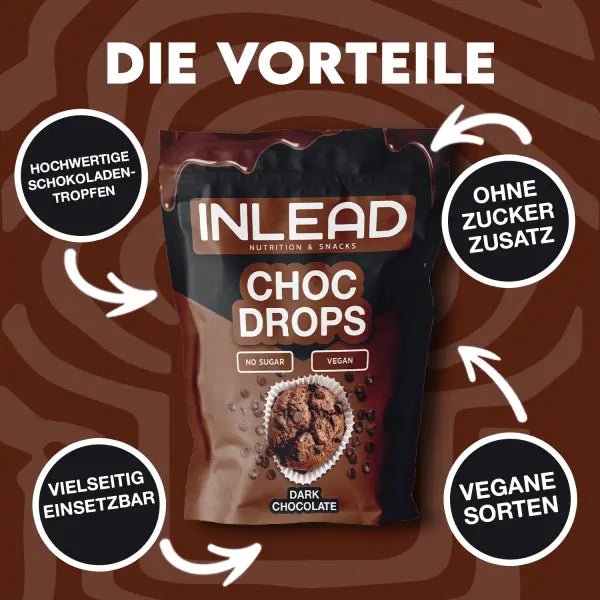 Inlead Choc Drops 150 g, dunkle Schokoladentropfen in einer Packung, natürliche Inlead Marken-Schokolade