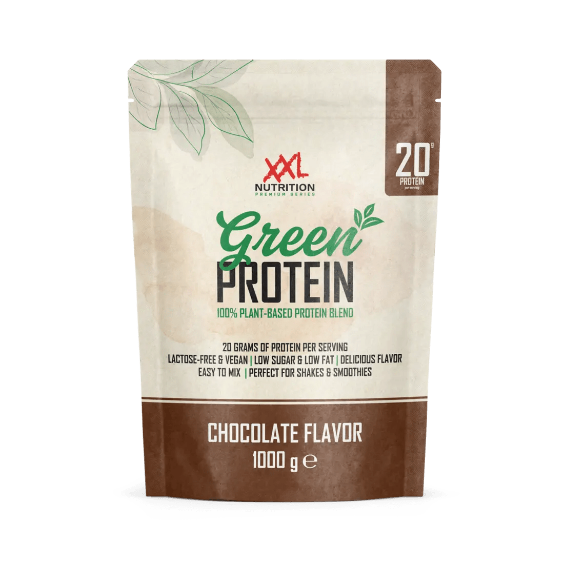 Vegan Green Protein Whey von MAE Nutrition mit Bananengeschmack, cremige Textur, ideal für proteinreiche Ernährung.