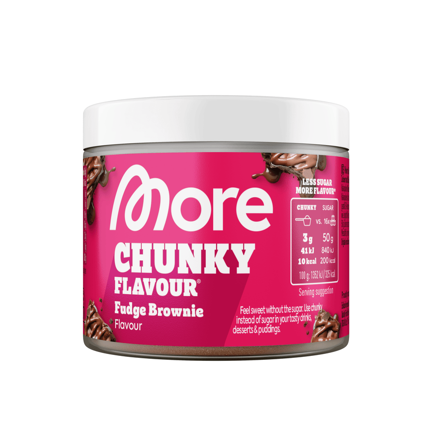 Mehr Nutrition Chunky Flavour Fudge Brownie Geschmackspulver in 90g Dose, cremiges, schokoladiges Pulver für leckere Brownie-Getränke
